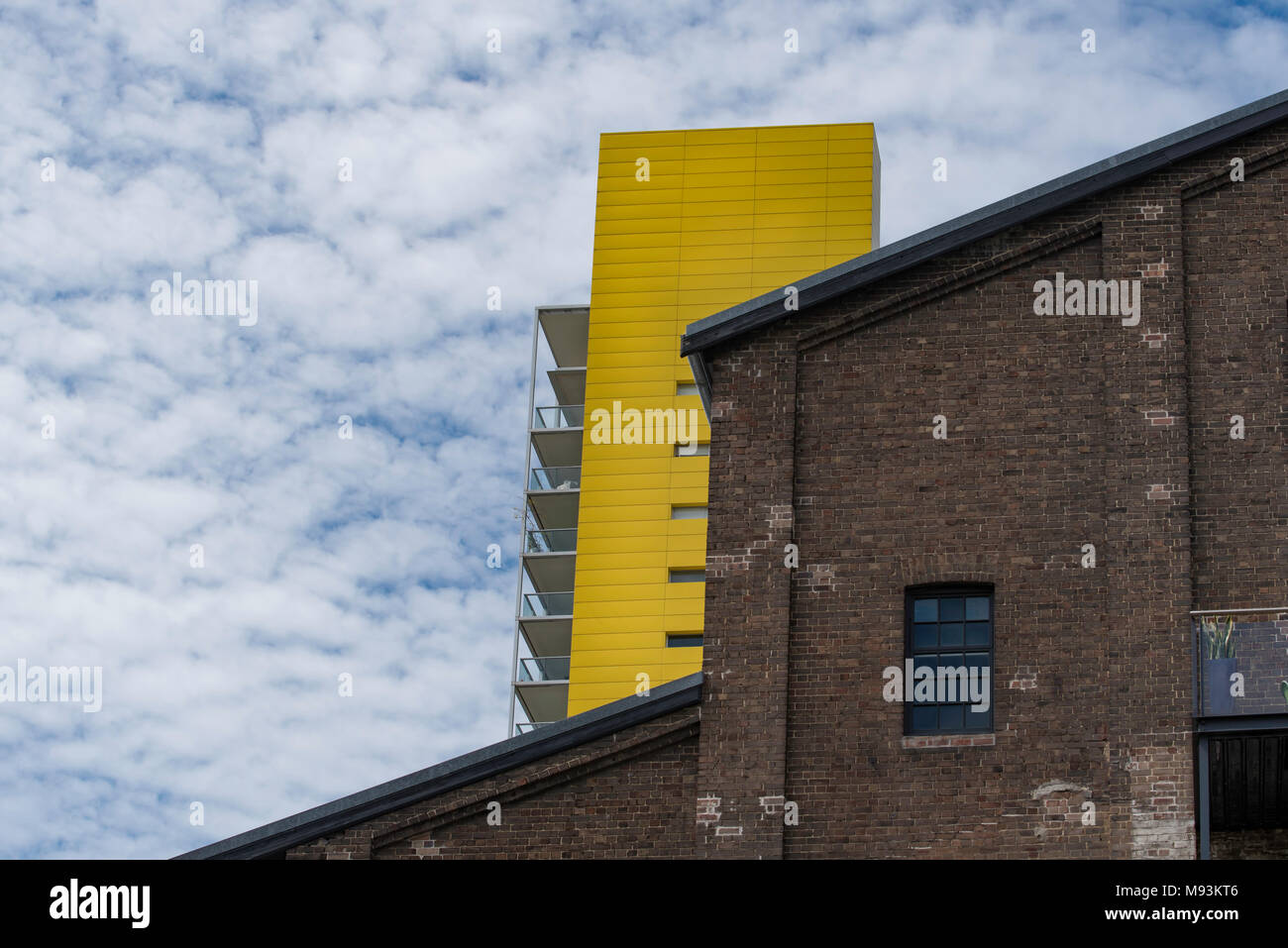An old brick built warehouse in Pyrmont NSW with a brightly coloured