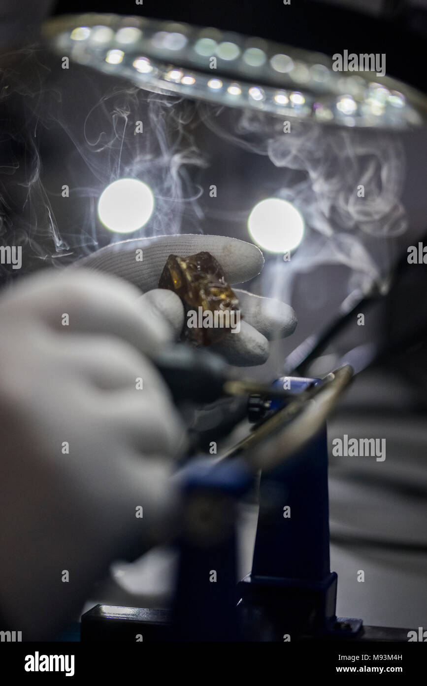 Reparing electronics devices, chips, motherboards, welding Stock Photo