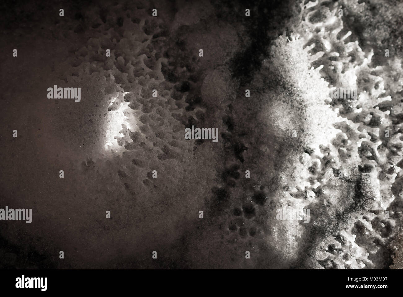 Abstract extraterrestrial landscape. Baking soda; vinegar chemical