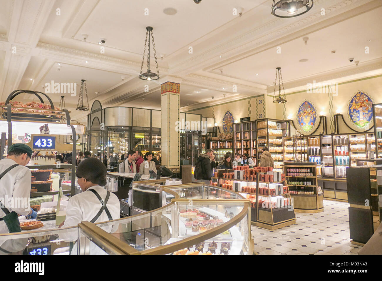 Chocolate counters at Harrods Food Hall in London, UK Stock Photo Alamy