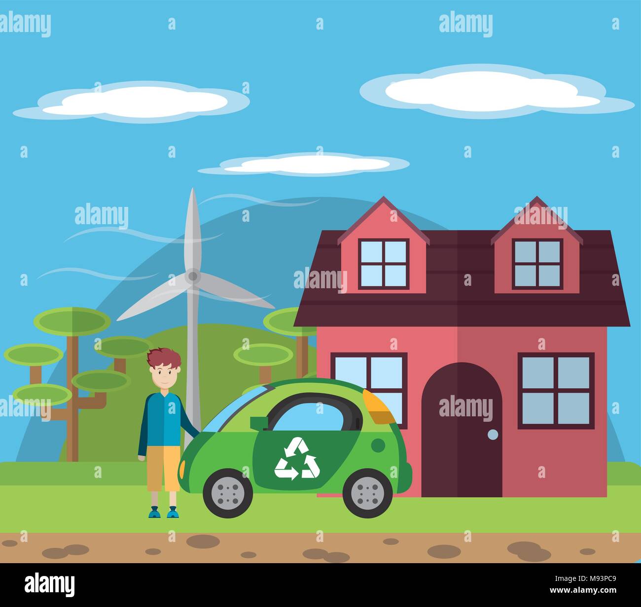 People on green city Stock Vector