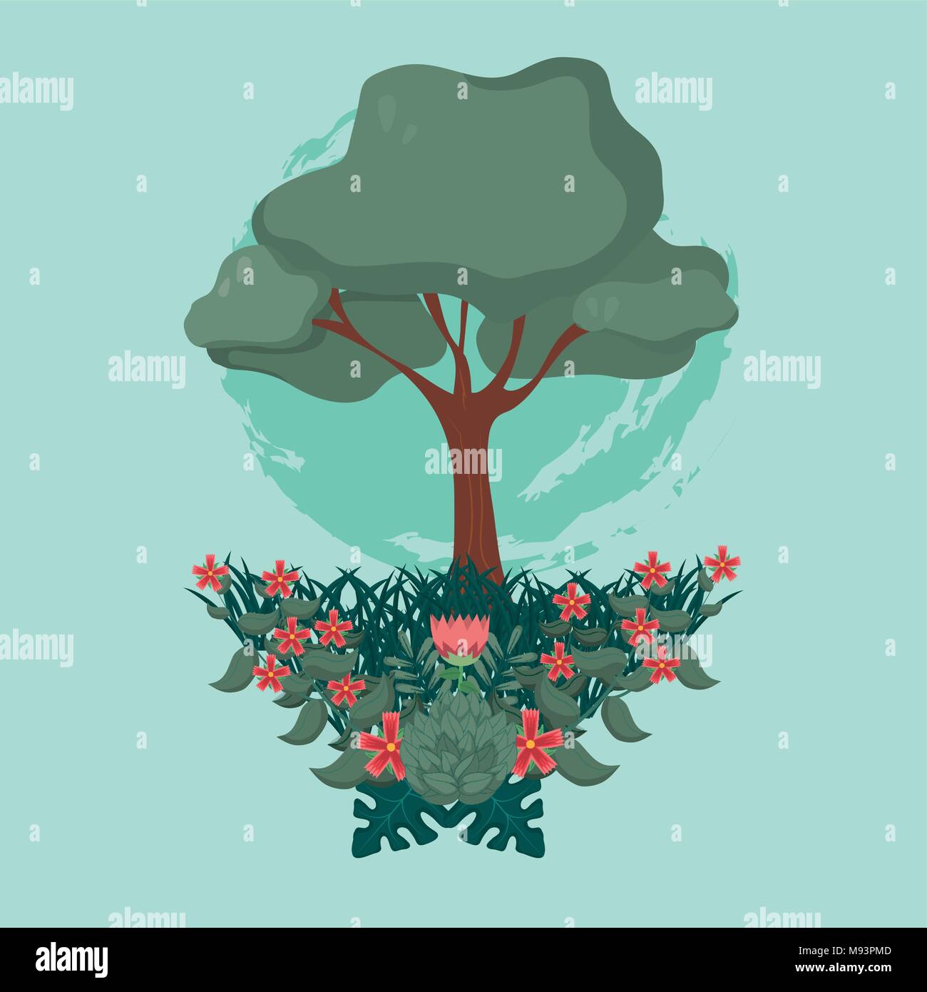 Beautiful tree cartoon Stock Vector Image & Art Alamy