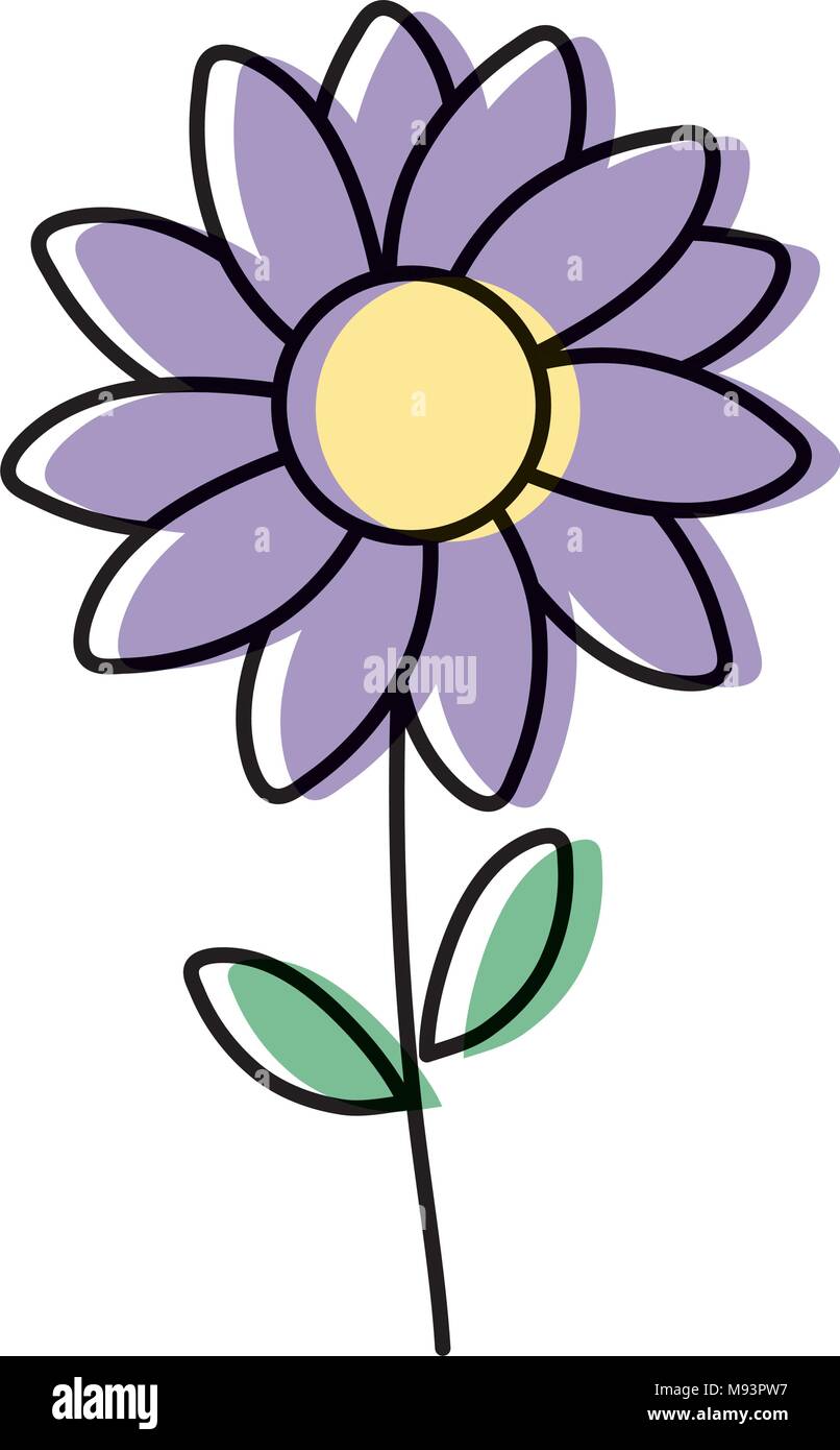 moved color beauty flower with nature petals and leaves Stock Vector ...