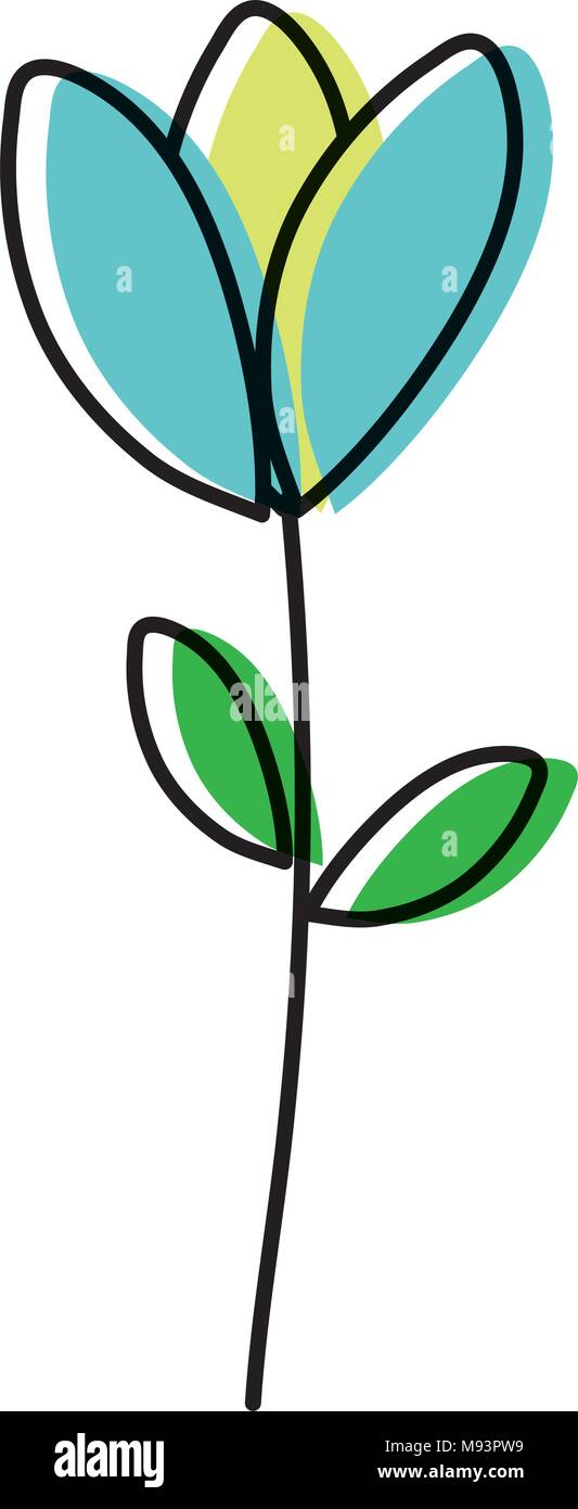 moved color cute flower with nature leaves and petals Stock Vector ...