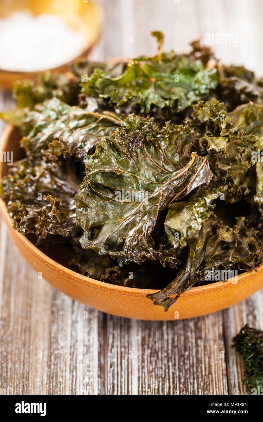 Homemade Baked Crispy Kale Cabbage Chips Stock Photo Alamy