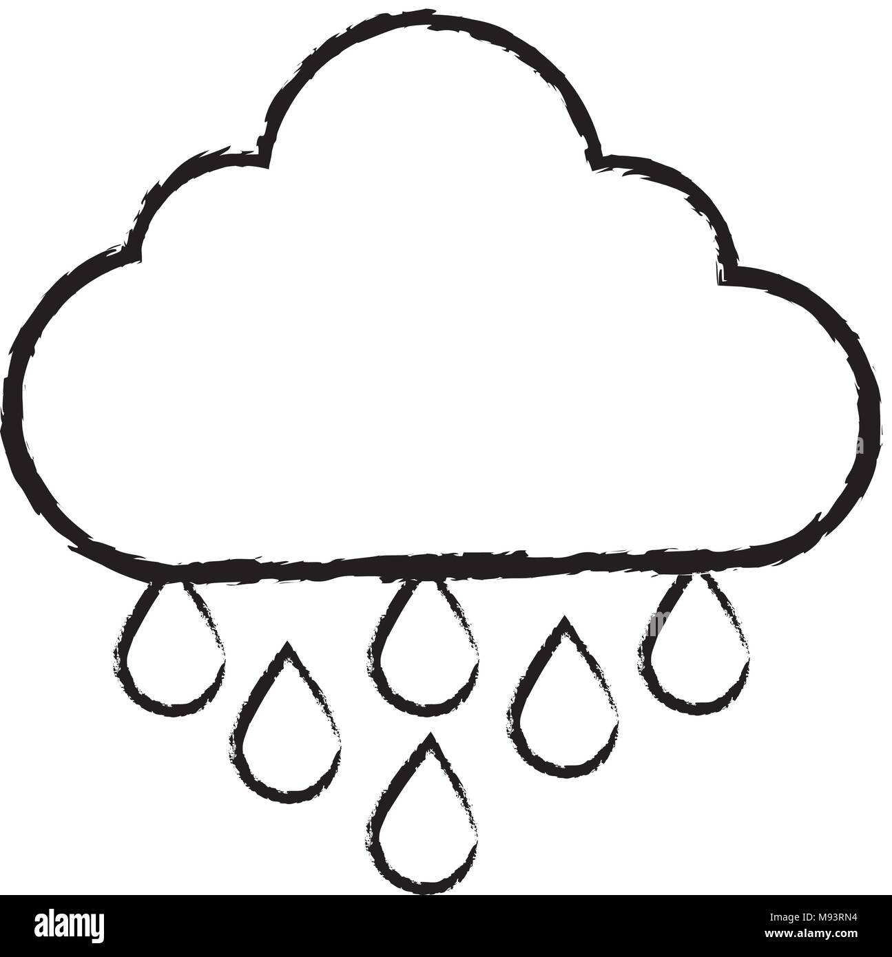 Sketch Of Cloud With Rain Drops Icon Over White Background