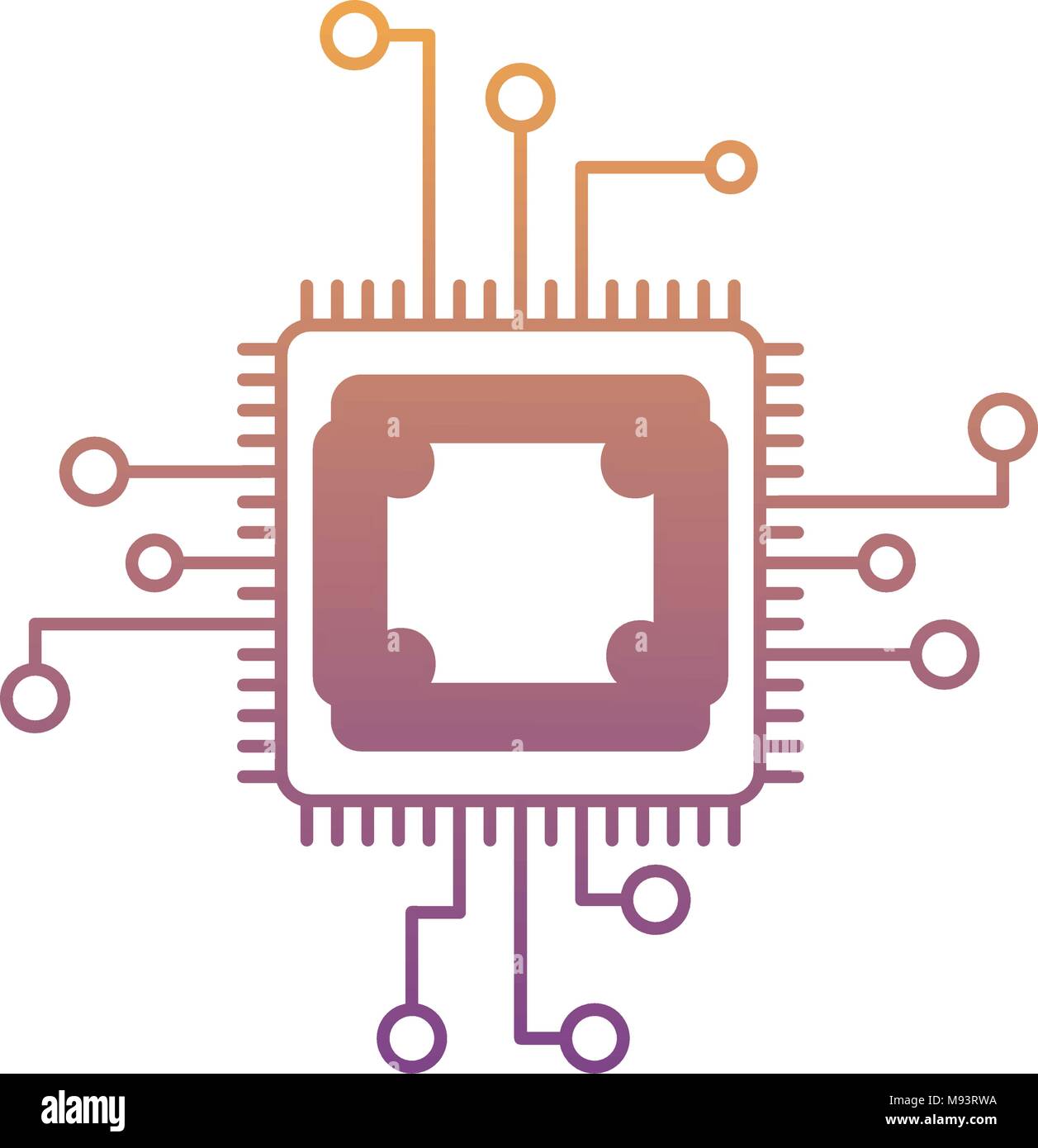 computer chip icon over white background, colorful design. vector ...