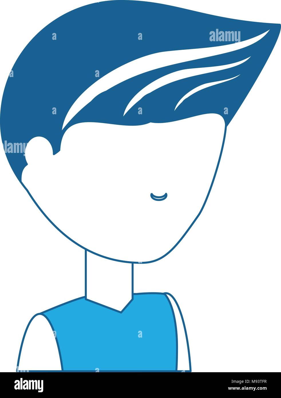 avatar young man icon over white background blue shading design. vector ...