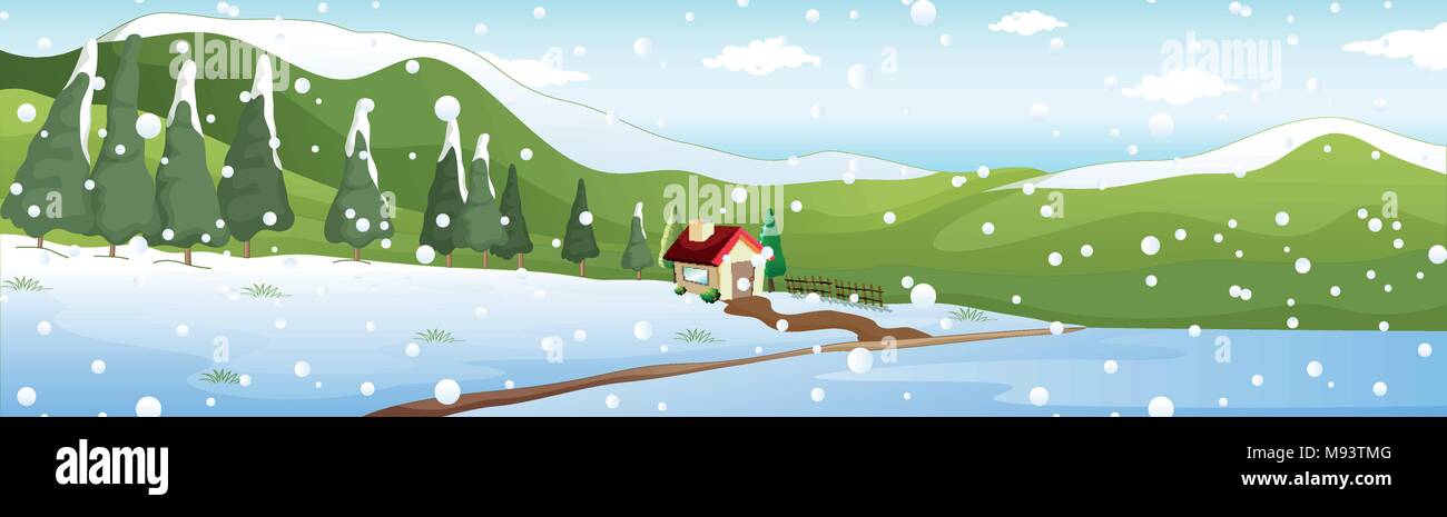 Background scene with house in winter illustration Stock Vector Image ...
