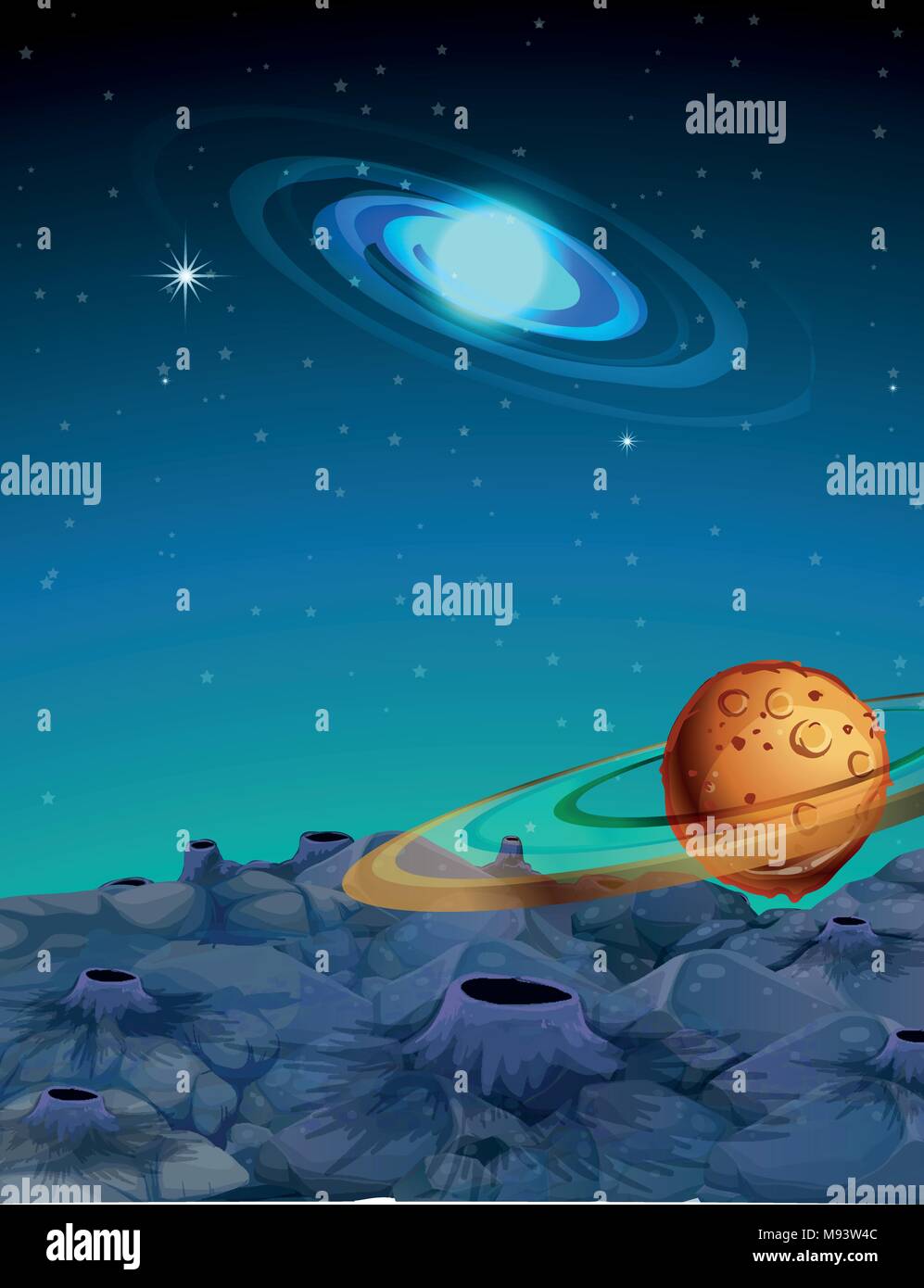 Background scene with planets in space illustration Stock Vector Image ...