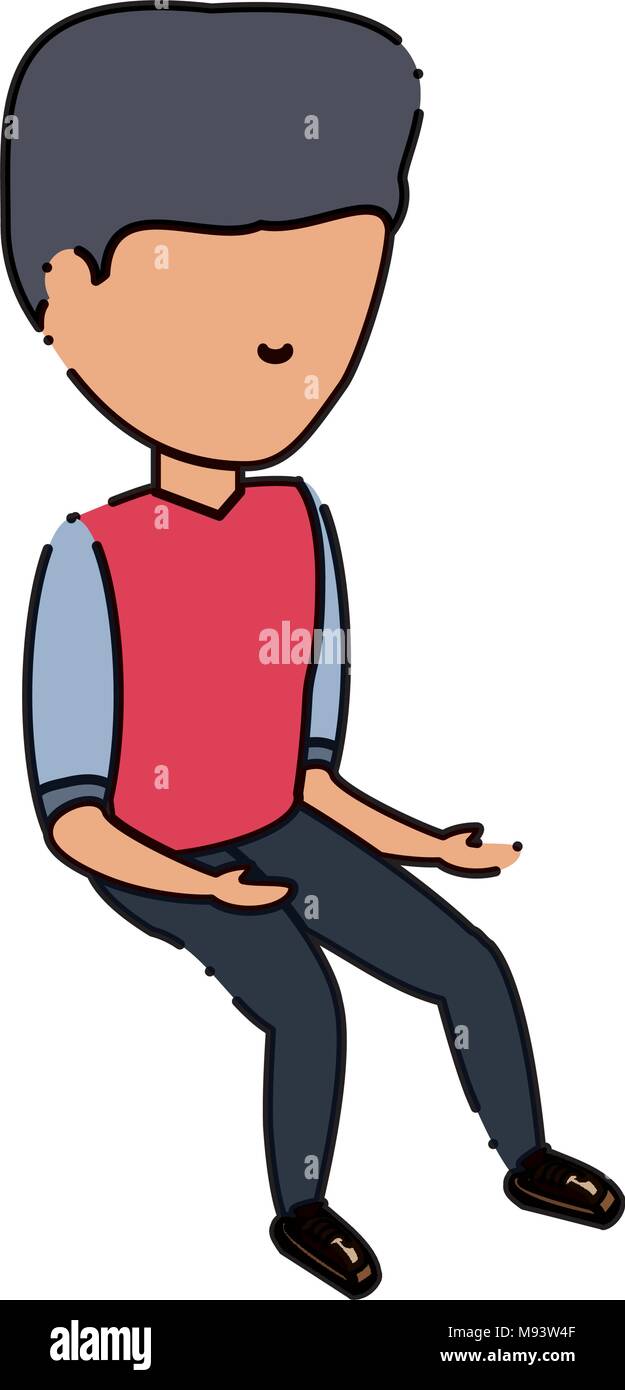 avatar man sitting icon over white background, colorful design. vector ...