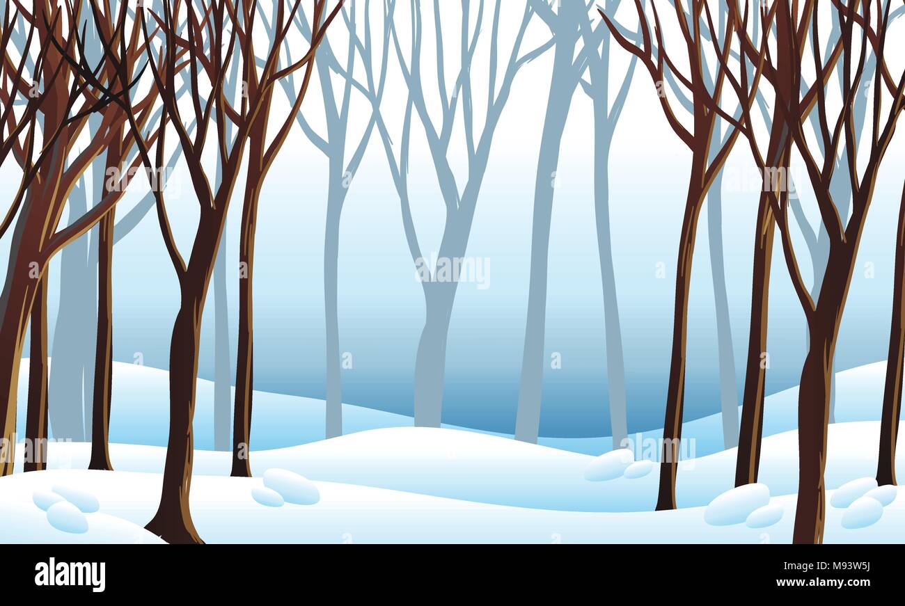 Background Scene With Snow In Forest Illustration Stock Vector Image Art Alamy