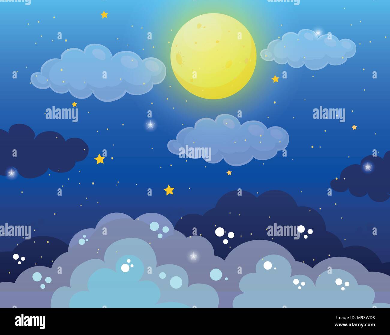 Sky background with fullmoon and stars illustration Stock Vector Image ...