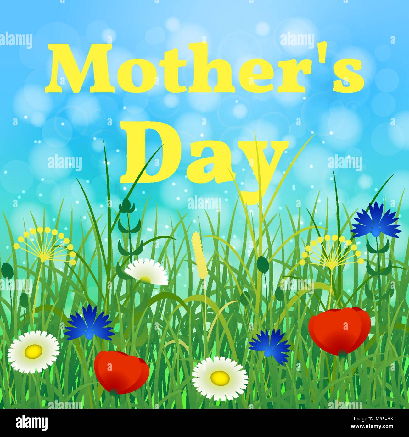 Happy Mothers Day. Name of the holiday. Background of a sky and ...