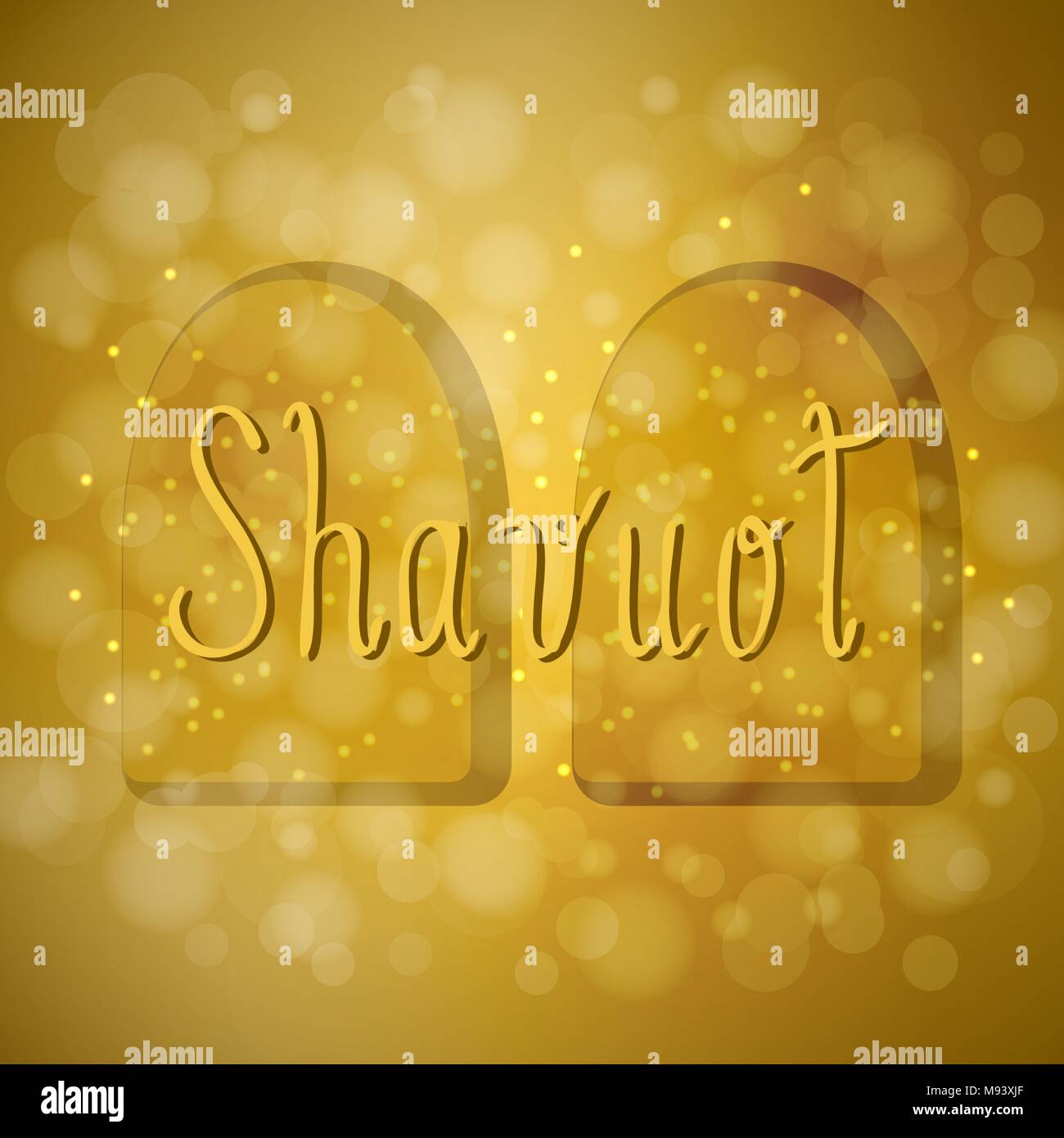 Shavuot. Concept of Judaic holiday. Tablets of the covenant of Moses. Ten Commandments. Brown background, blur Stock Vector