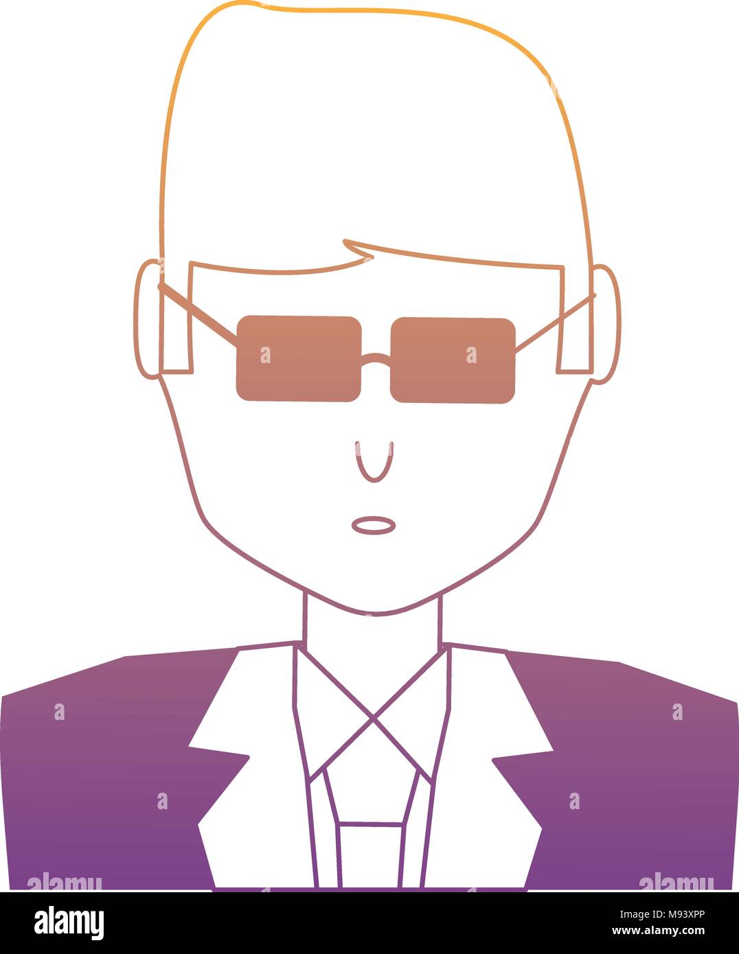 avatar businessman with sunglasses over white background, colorful