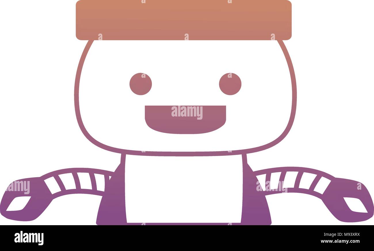 cartoon cute robot icon over white background, colorful design. vector ...