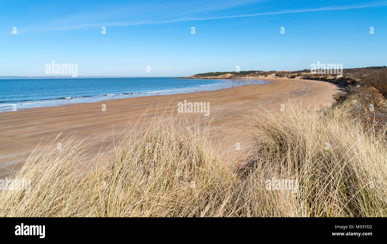 View along Gullane Beach in East Lothian , Scotland, United Kingdom Stock Photo