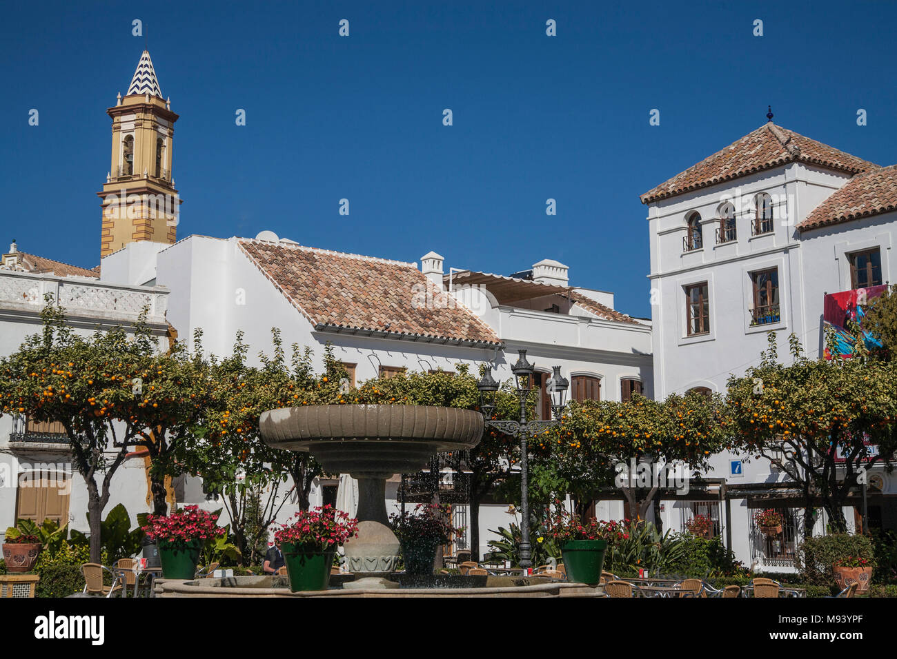 Plaza de los Flores, Estepona, Andalucia, Spain Stock Photo
