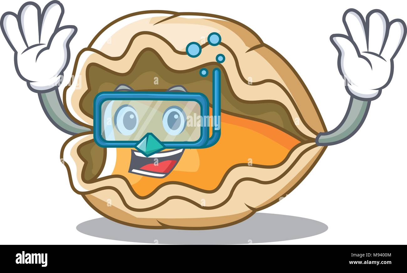 Diving Oyster Character Cartoon Style Stock Vector Image Art Alamy