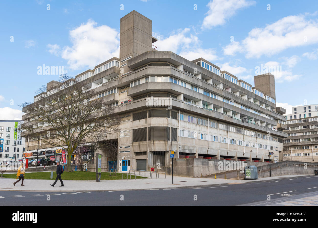Wyndham Court council housing block of flats built in 1969 in the centre of Southampton, Hampshire, England, UK. Stock Photo