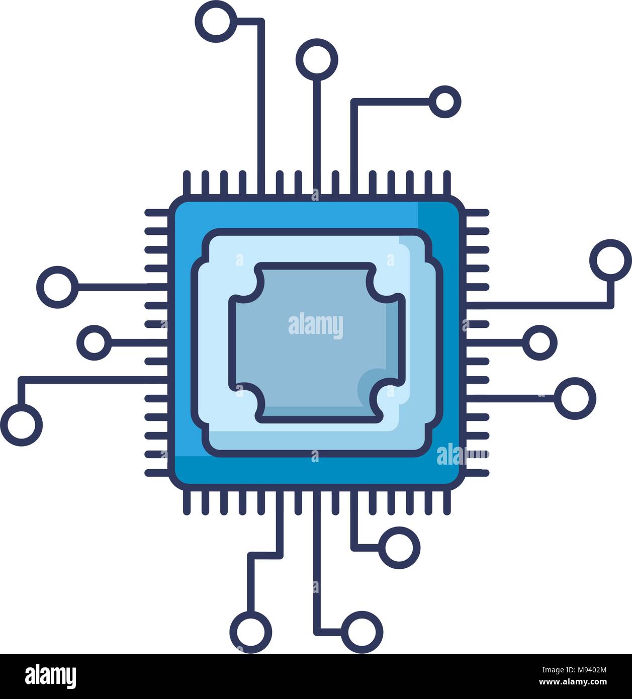 computer chip icon over white background, colorful design. vector ...