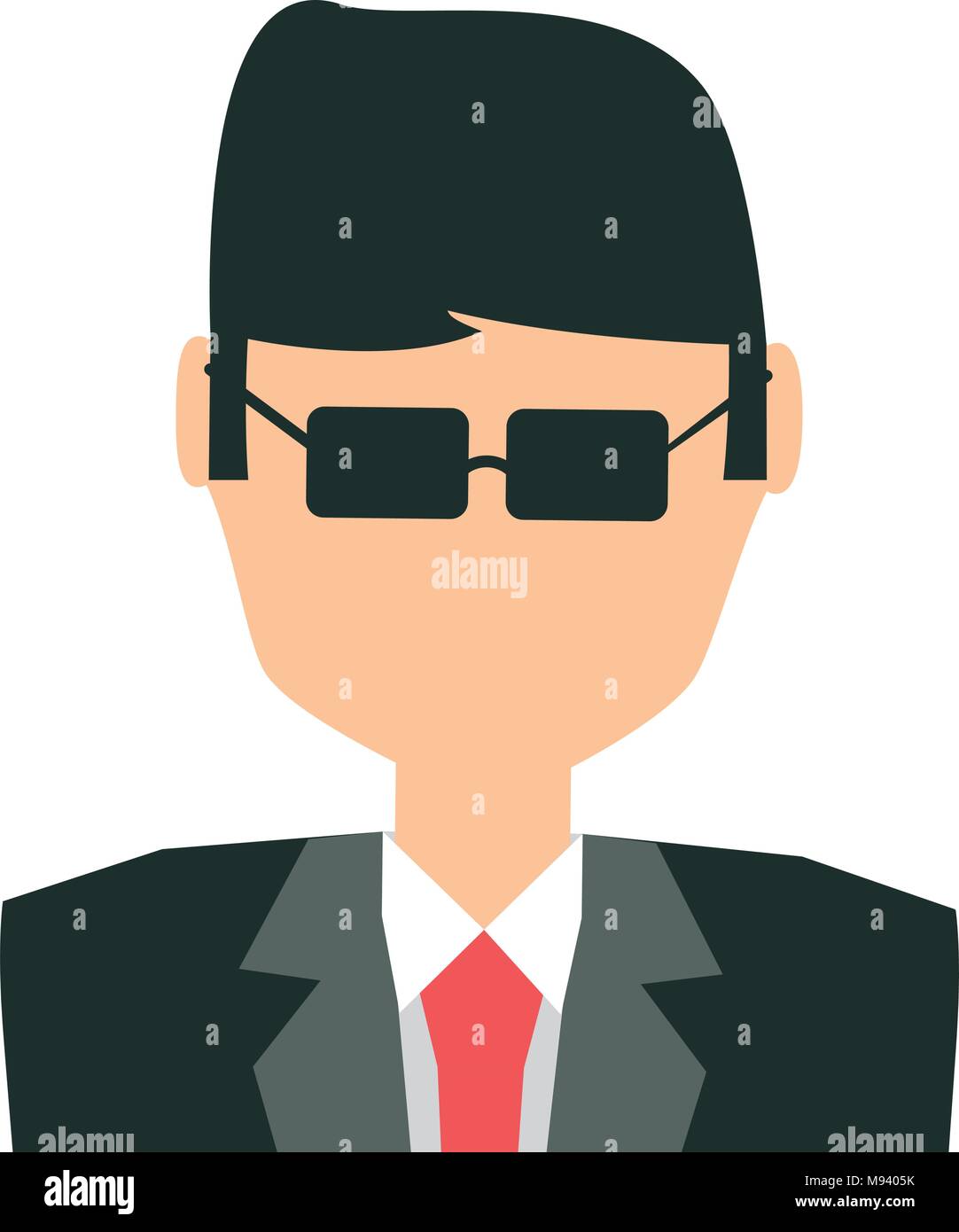avatar businessman with sunglasses over white background, colorful