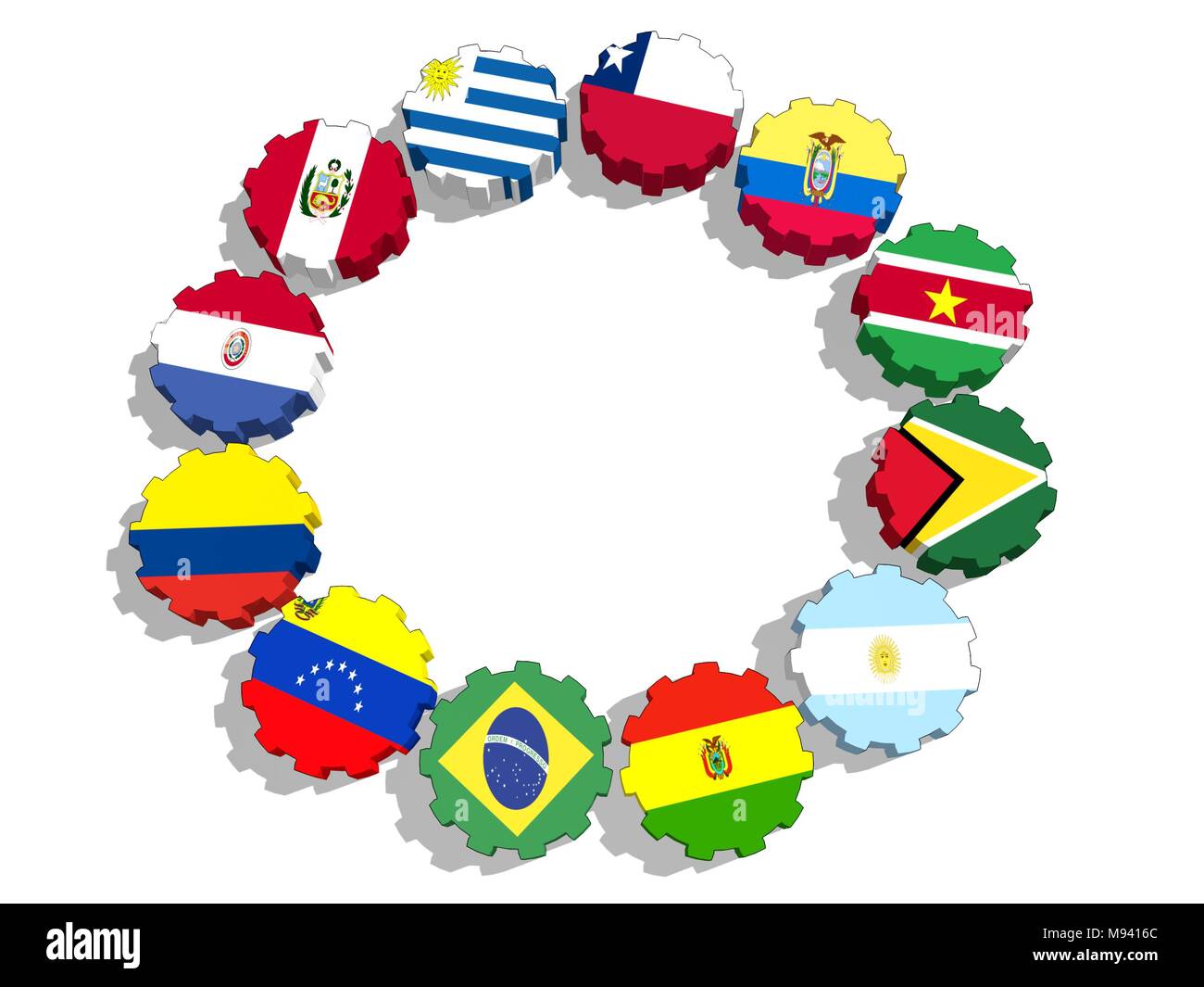Union of South American Nations members national flags Stock Photo Alamy