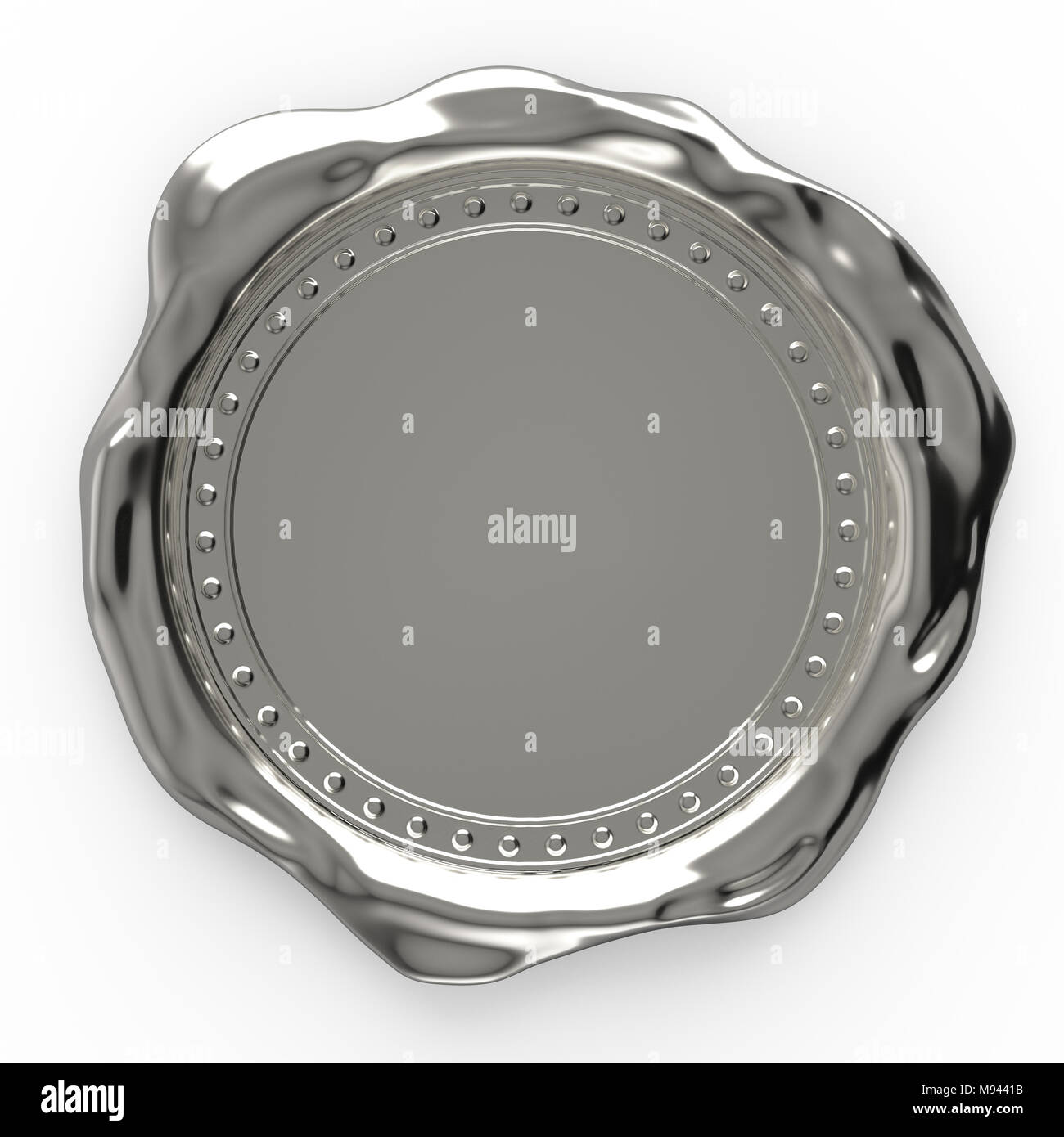 Blank silver wax seal isolated on white background – 3D Rendering