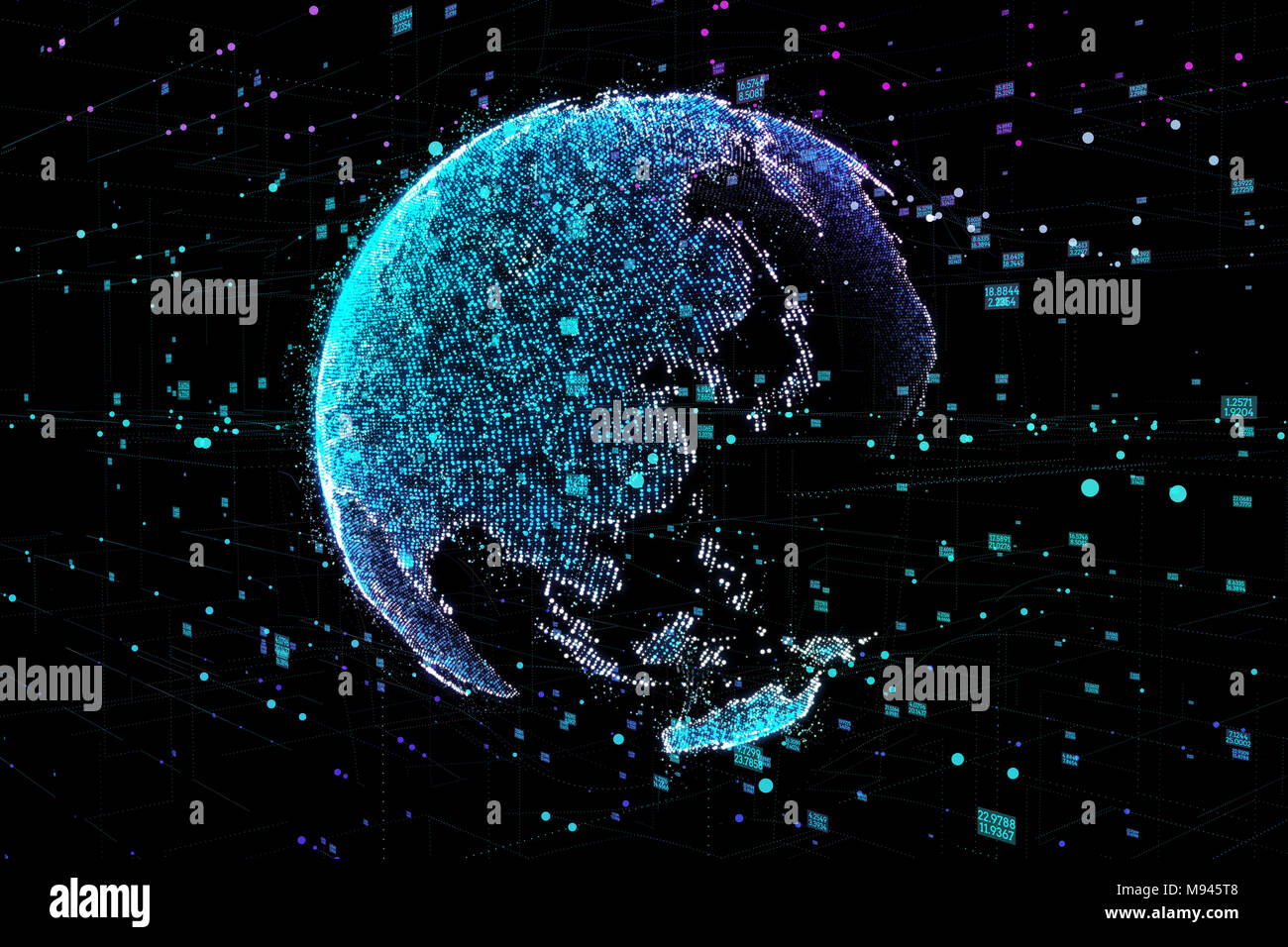 Data exchange and global network over the world 3d illustration Stock ...