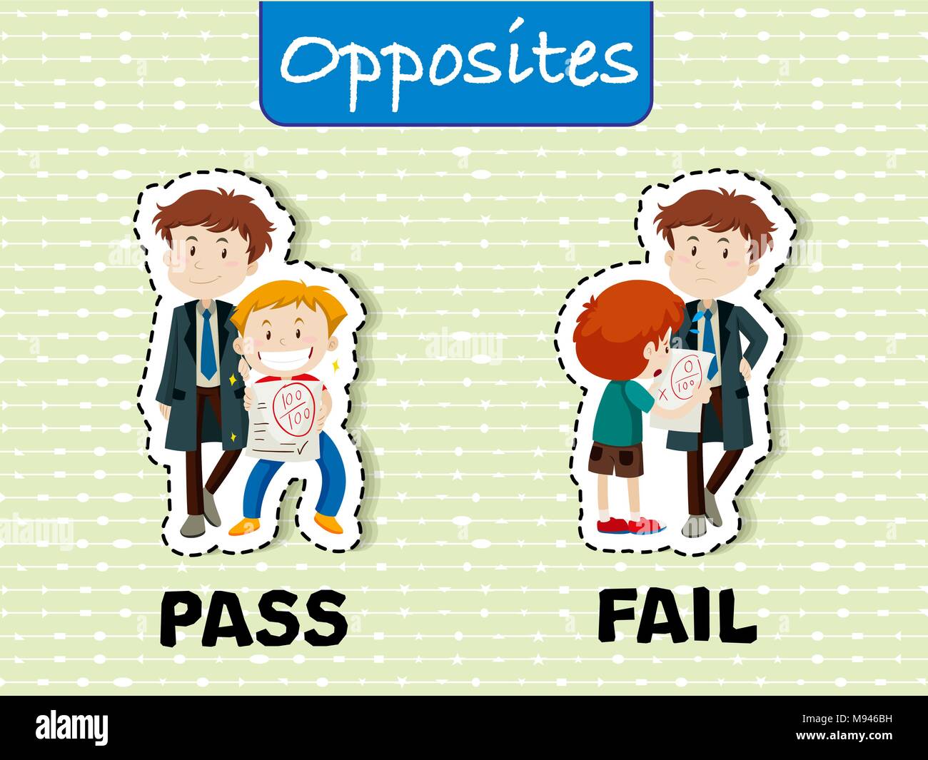 Opposite words for pass and fail illustration Stock Vector Image & Art ...