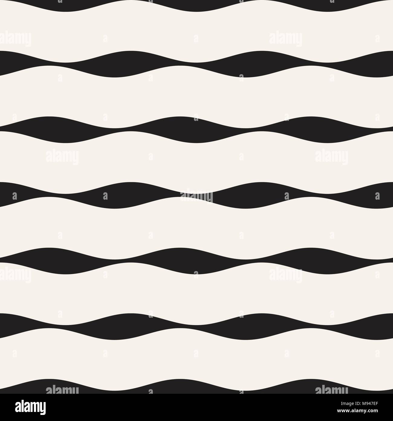 Vector Seamless Black and White Wavy Lines Pattern. Abstract Geometric ...