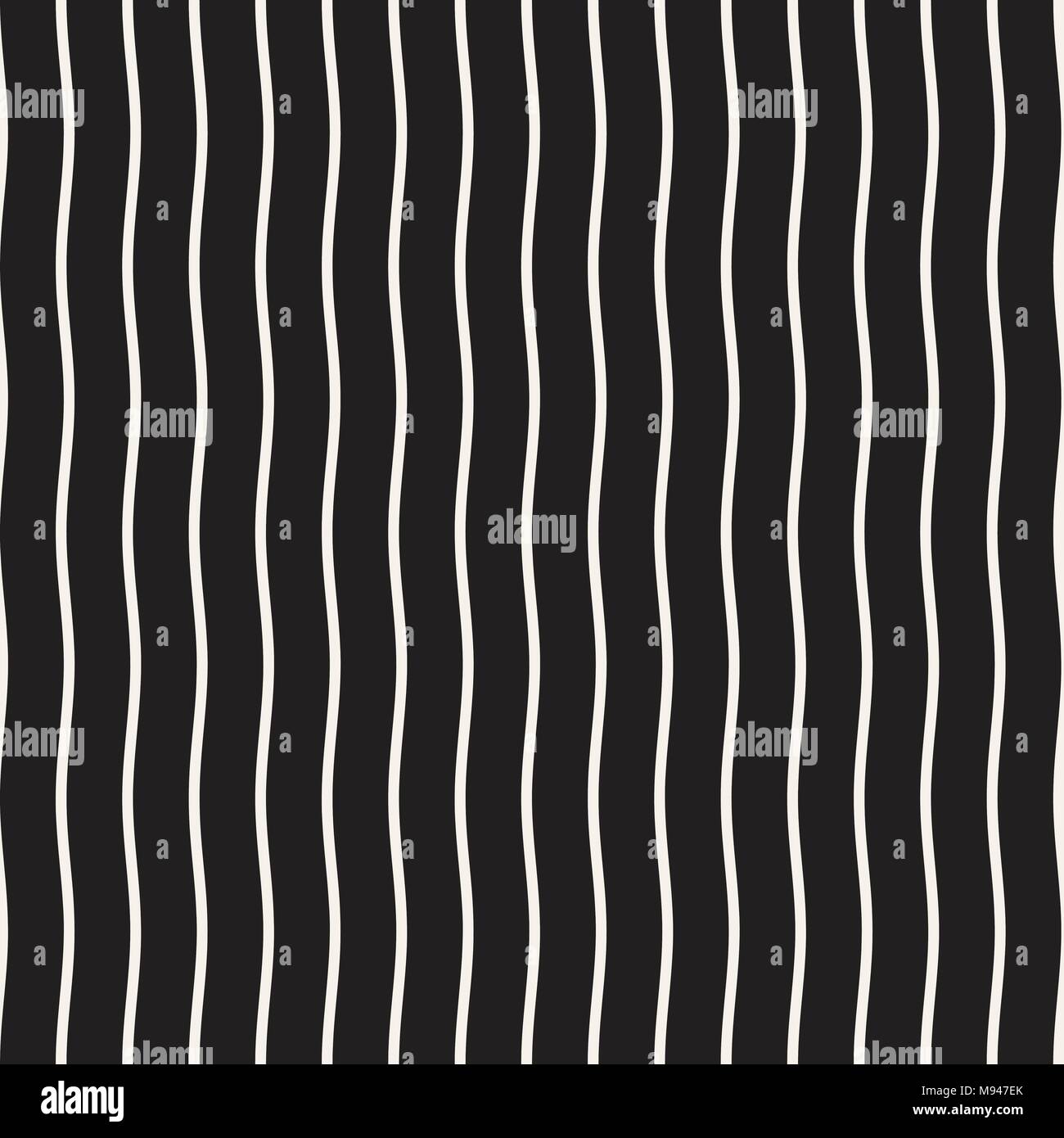 Vector Seamless Black and White Wavy Lines Pattern. Abstract Geometric ...