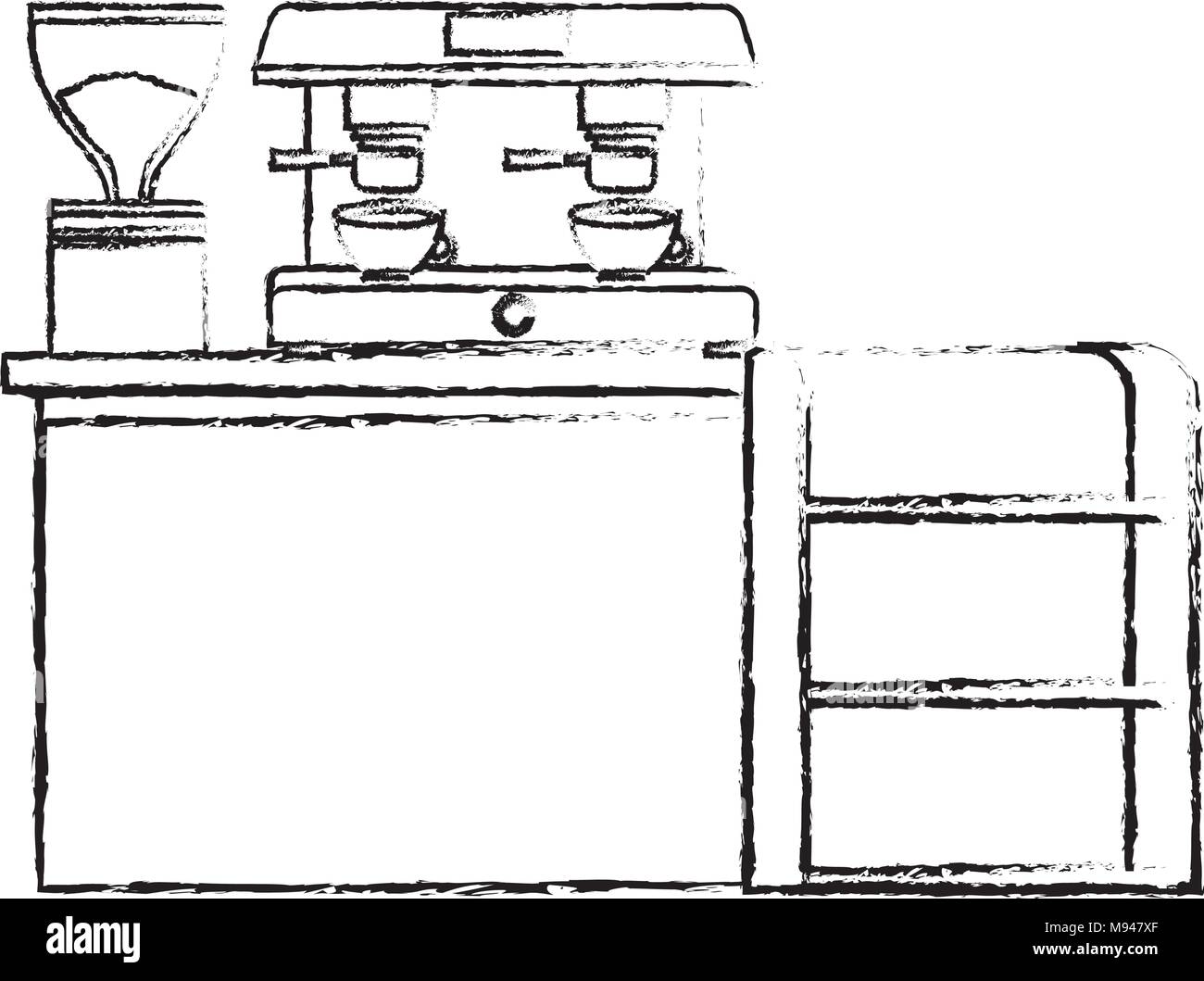 bar counter machine make coffee espresso Stock Vector Image & Art Alamy