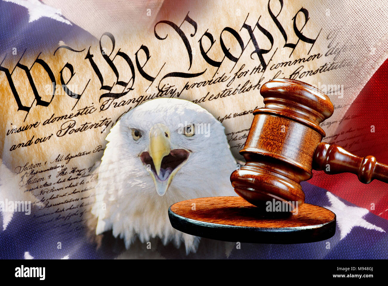 We the People with justice of the gavel. Stock Photo