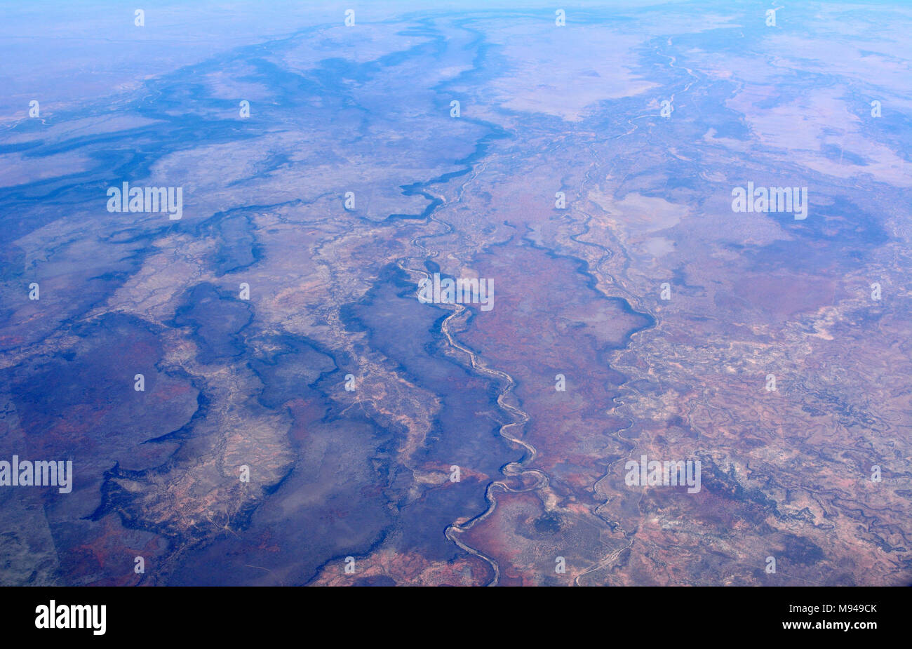Aerial view of desert landscape in Australian outback. Stock Photo