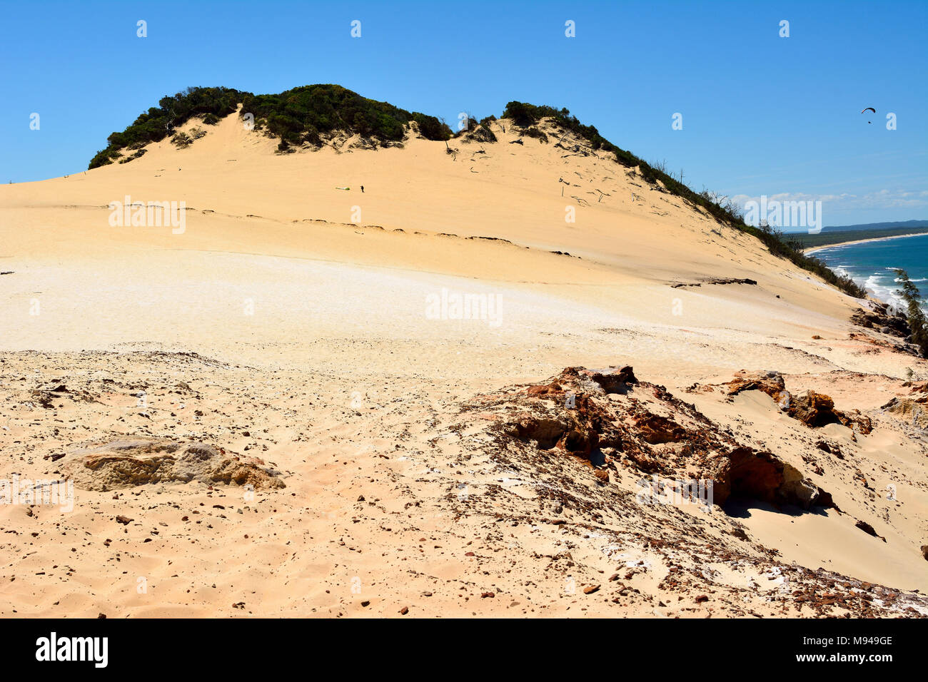 View of Carlo Sandblow, a 15-hectare expanse of sand above Rainbow Beach on the Fraser Coast of Queensland, Australia Stock Photo