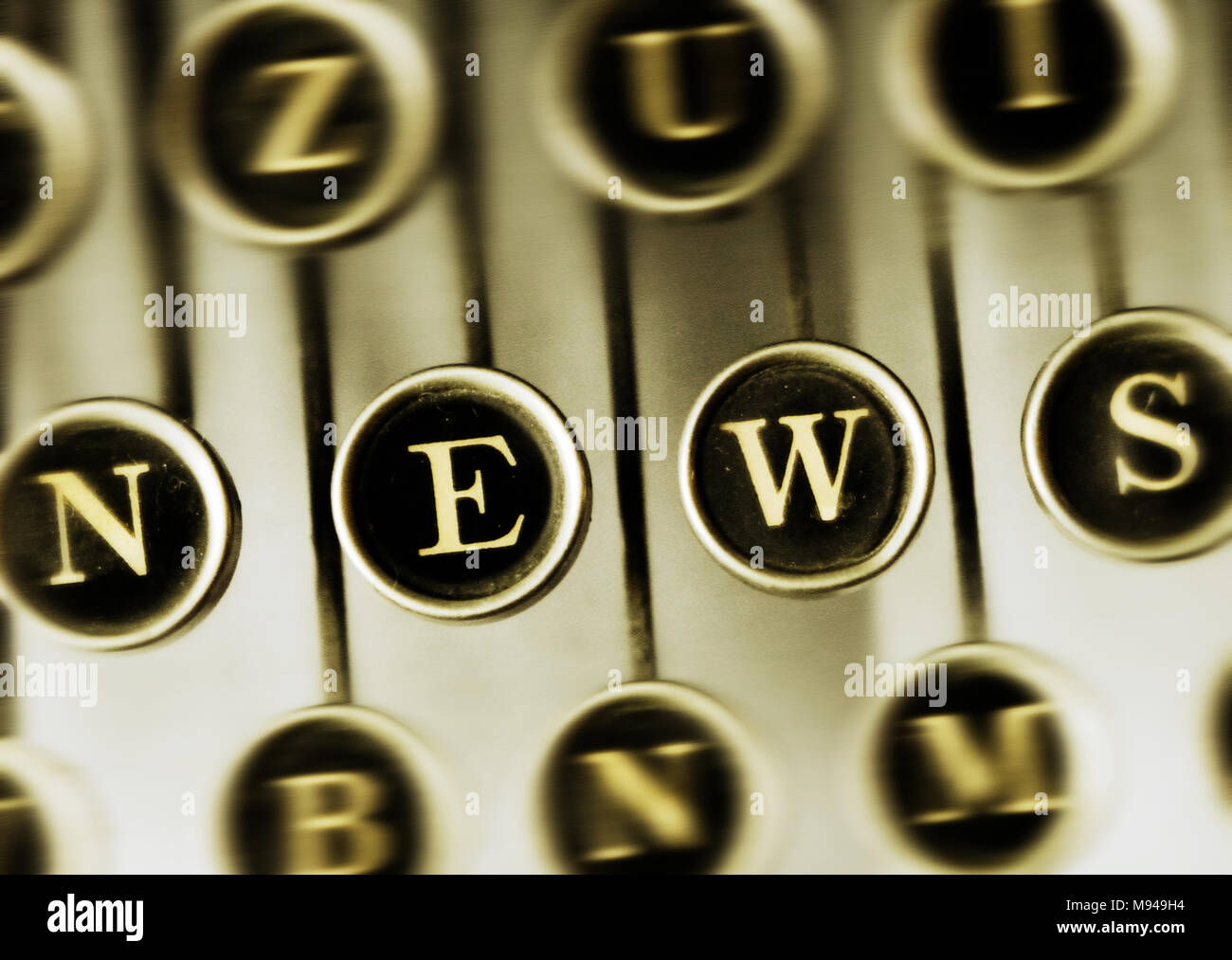 NEWS word on the Vintage Typewriter. Keyboard old typewriter with the word NEWS. Retro concept for web design Stock Photo