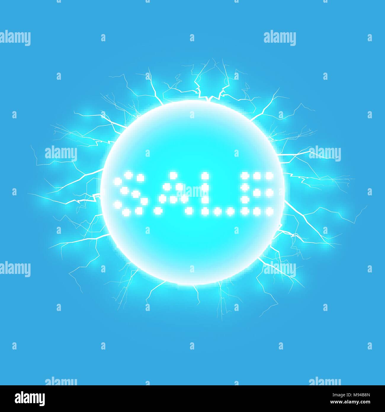 Sale glowing neon sign on the blue background. Light vector background