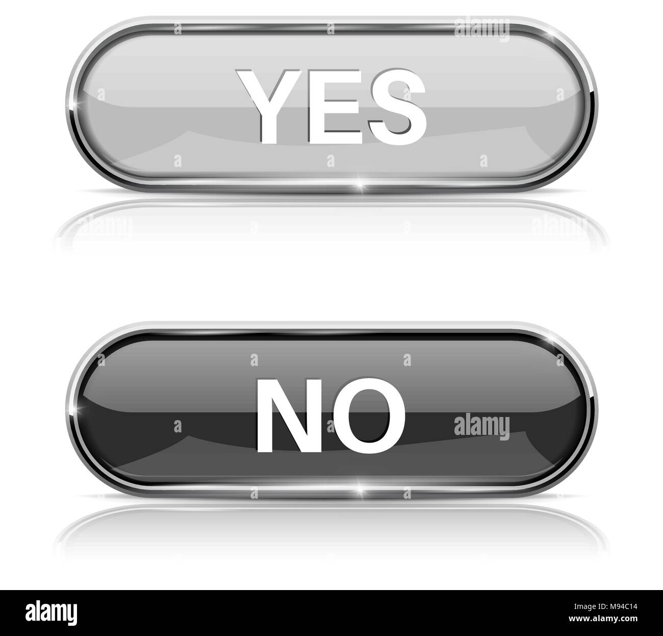 Yes and No buttons. Shiny oval web icons Stock Vector