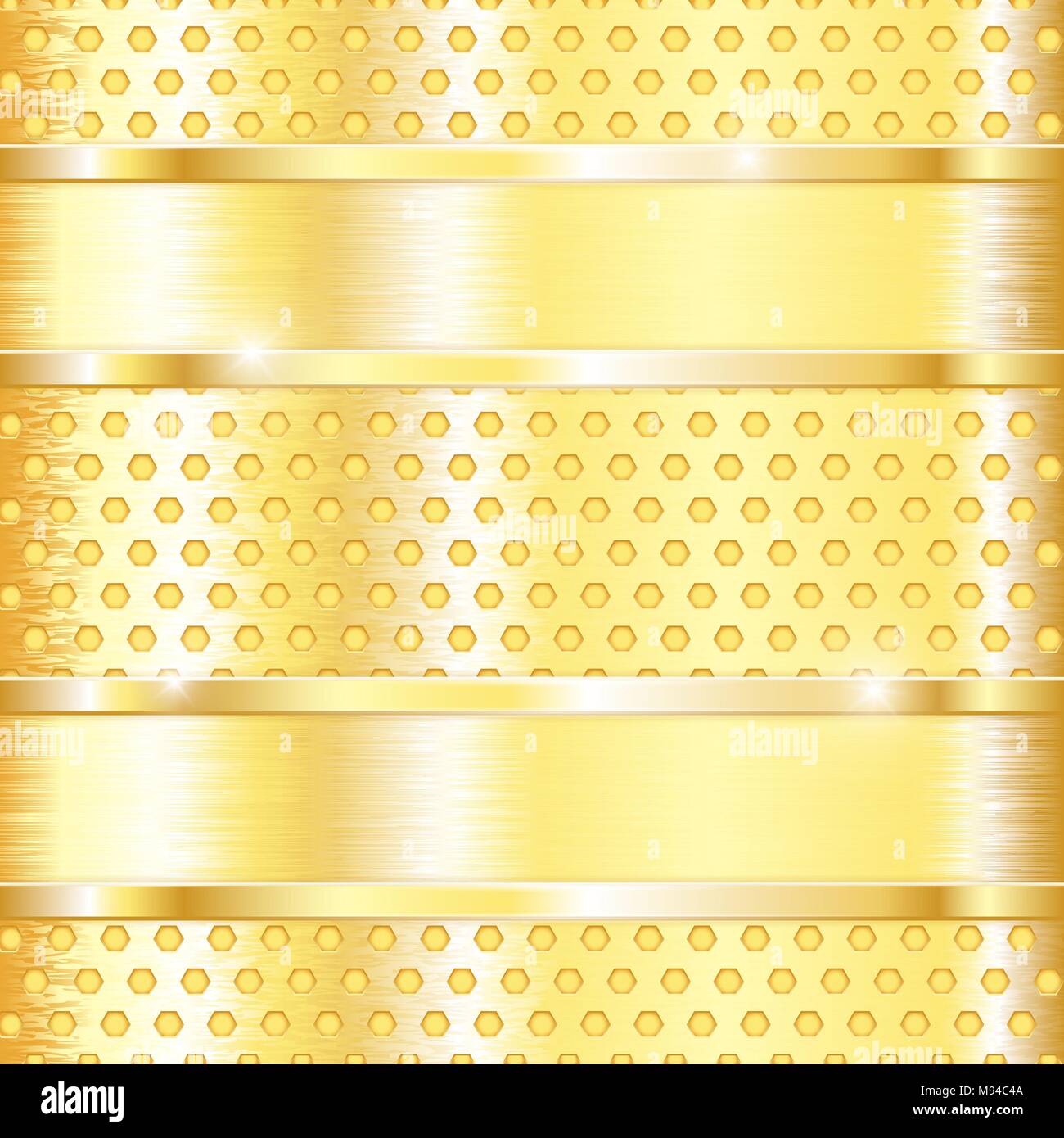Golden metal perforated background . vector illustration Stock Vector