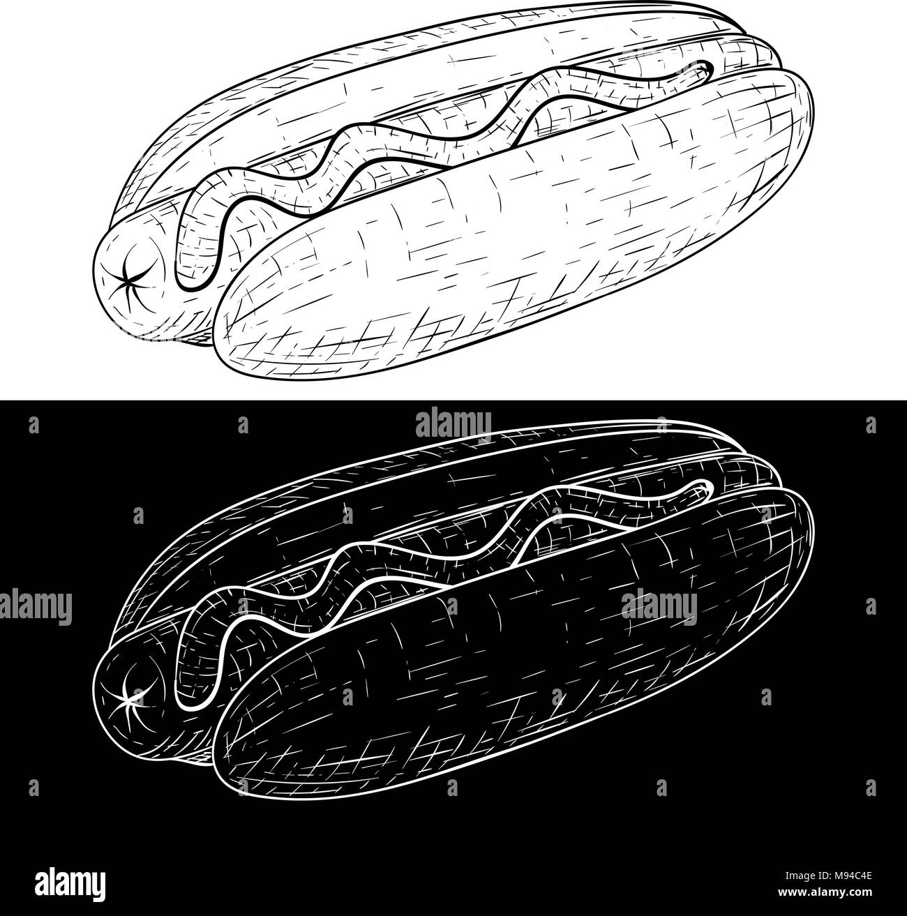 Hot dog. Outline sketch Stock Vector Image & Art - Alamy