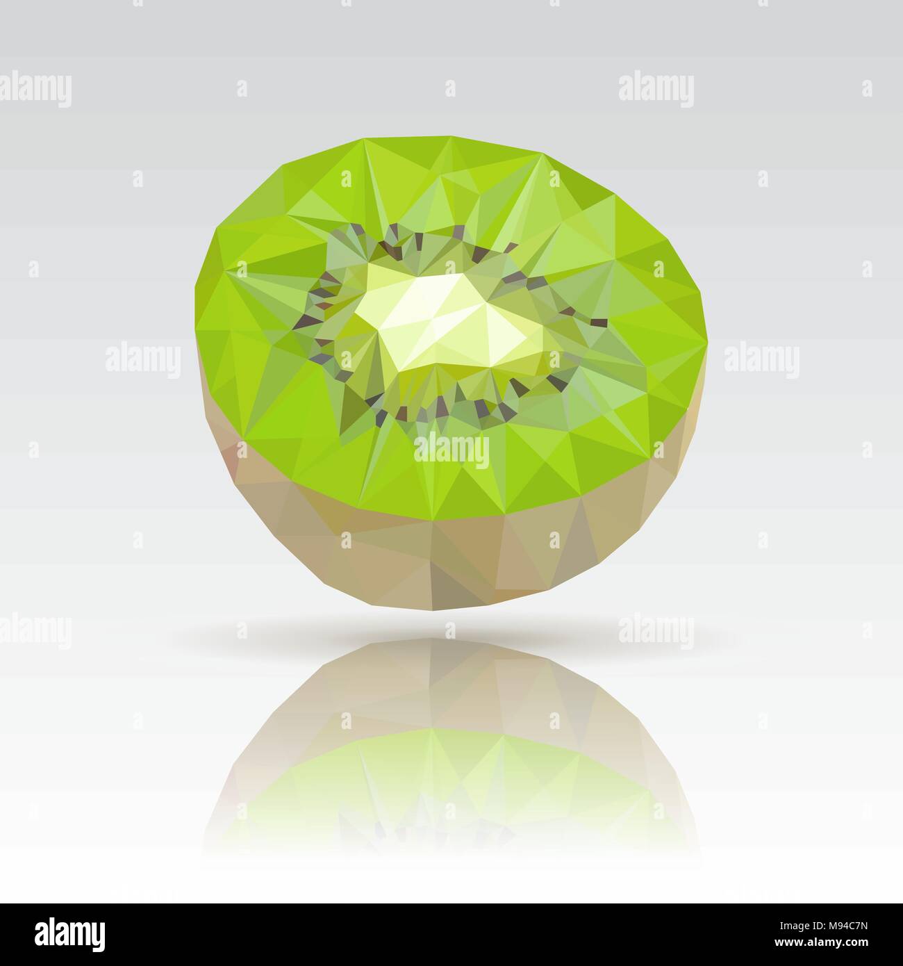 Kiwi. Polygonal illustration with reflection Stock Vector