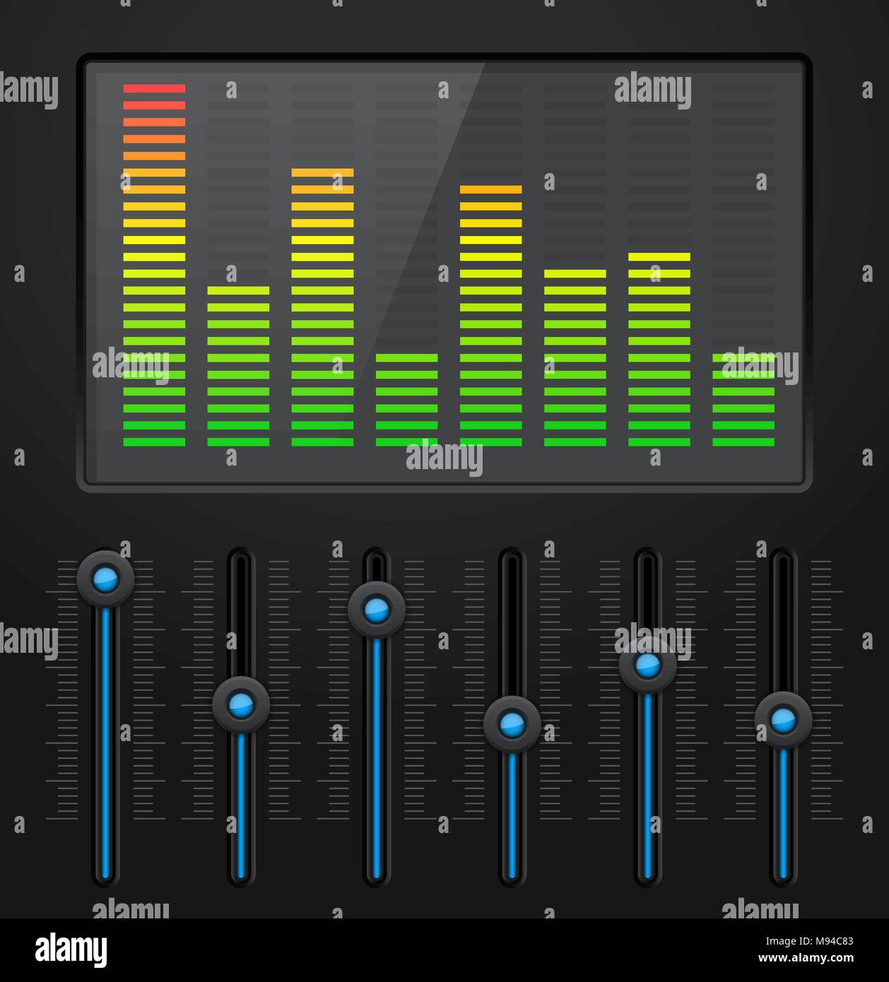 0115 Seven Staged Music Mixer Slider Diagram Powerpoint Template