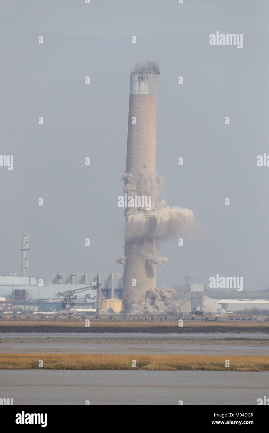 The chimney stack at Uniper's decommissioned, Kingsnorth Power Station ...