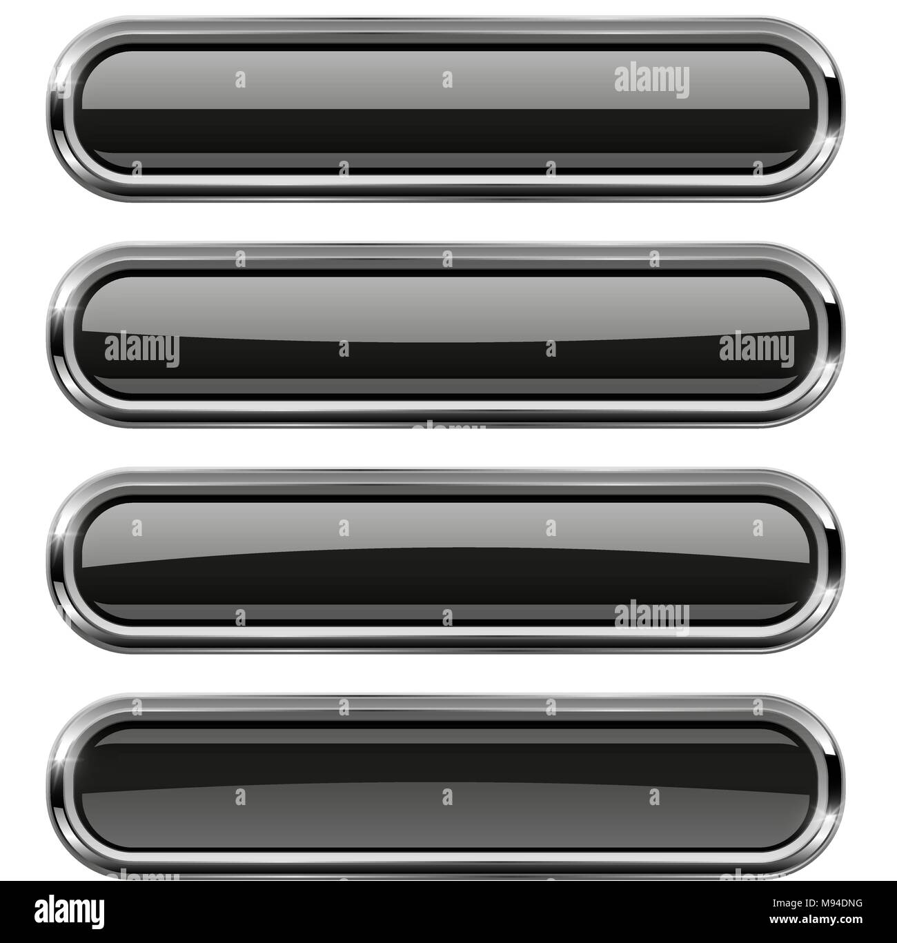 Black glass buttons. Oval long web icons Stock Vector