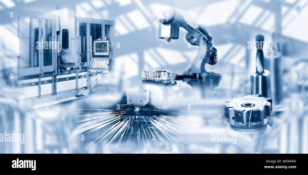 Machines and tools in the automated industry Stock Photo
