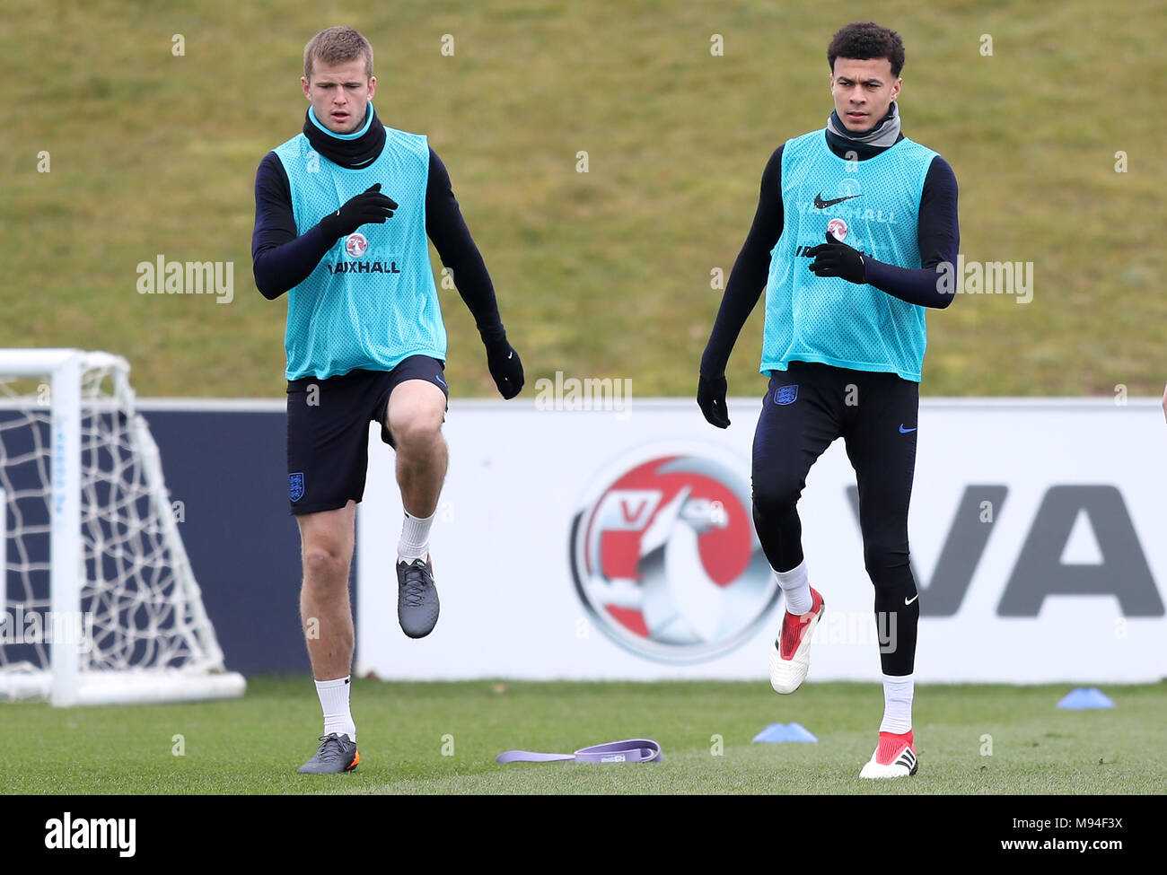 England's Eric Dier and Dele Alli during a training session at St