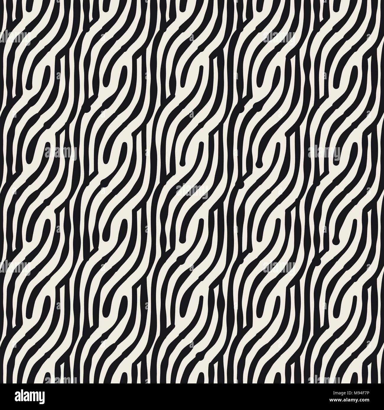 Hand drawn striped seamless pattern with brushstrokes tiling. Abstract ...
