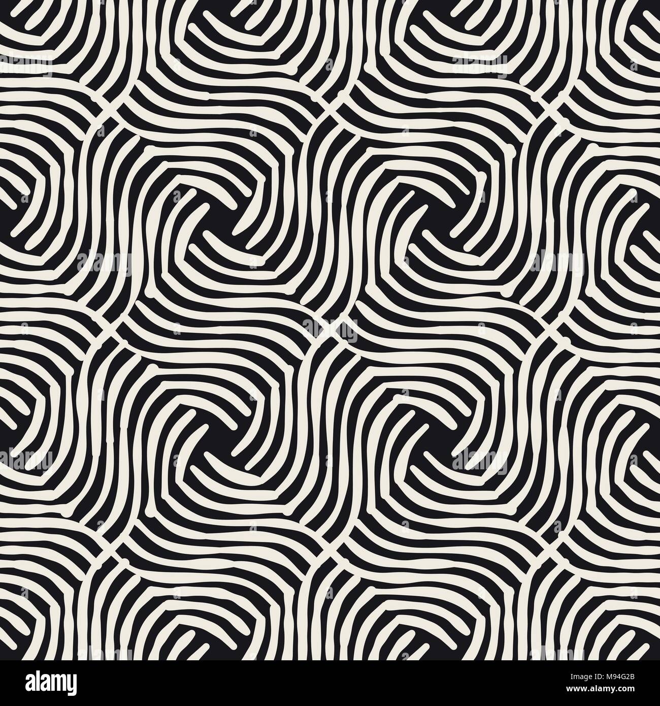 Hand drawn striped seamless pattern with brushstrokes tiling. Abstract ...